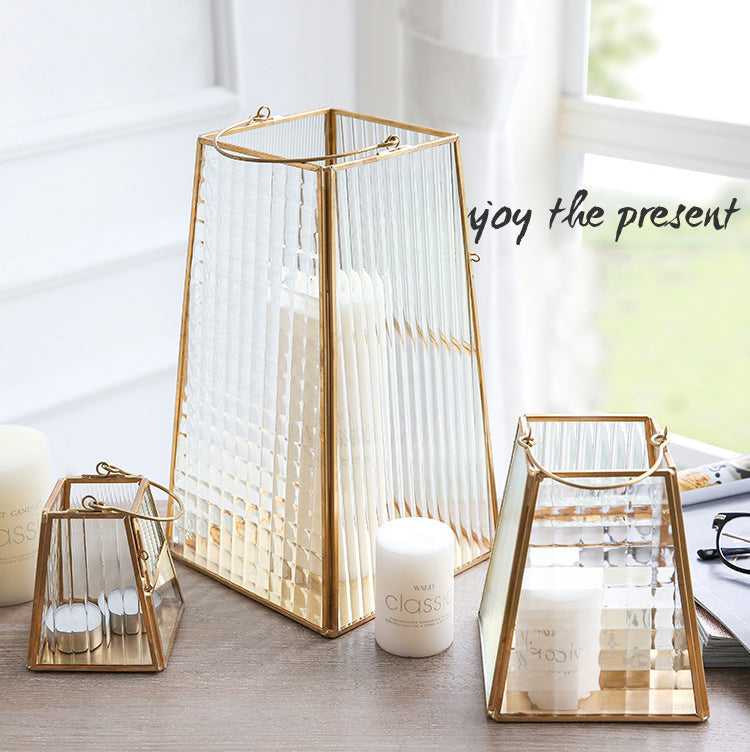 Geometric Golden Glass Candle Holder - HOUSYE