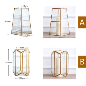 Geometric Golden Glass Candle Holder - HOUSYE