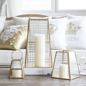 Geometric Golden Glass Candle Holder - HOUSYE