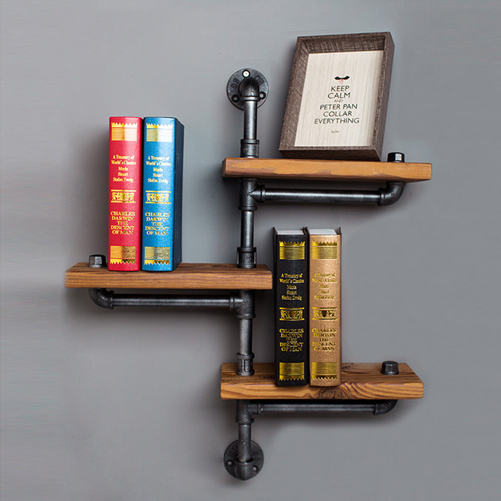 Wrought Iron Shelf Solid Wood Shelf - HOUSYE