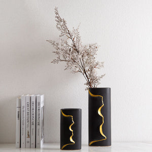 Simple Ceramic Hand-painted Gold Line Vase - HOUSYE