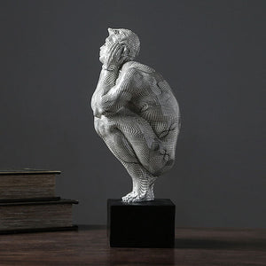 Vintage Silver Thinker Resin Sculpture - HOUSYE