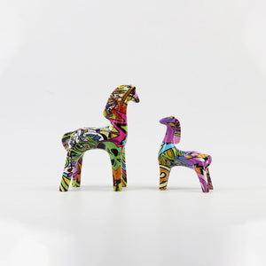 Colored Resin Couple Horses Sculpture Decoration - HOUSYE