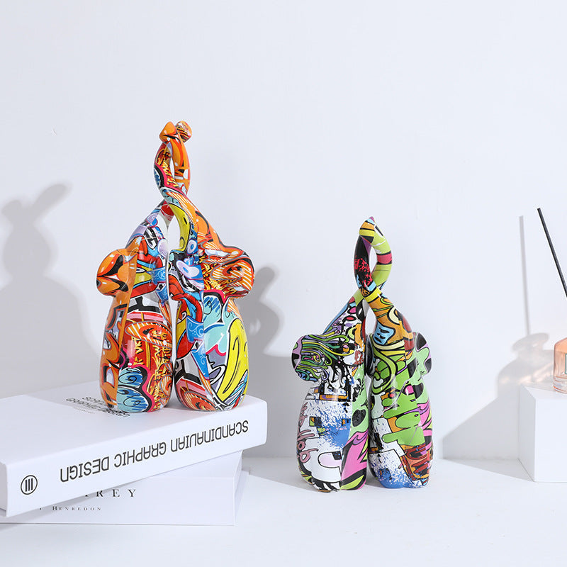 Colored Resin Couple Elephant Handicraft Ornaments - HOUSYE