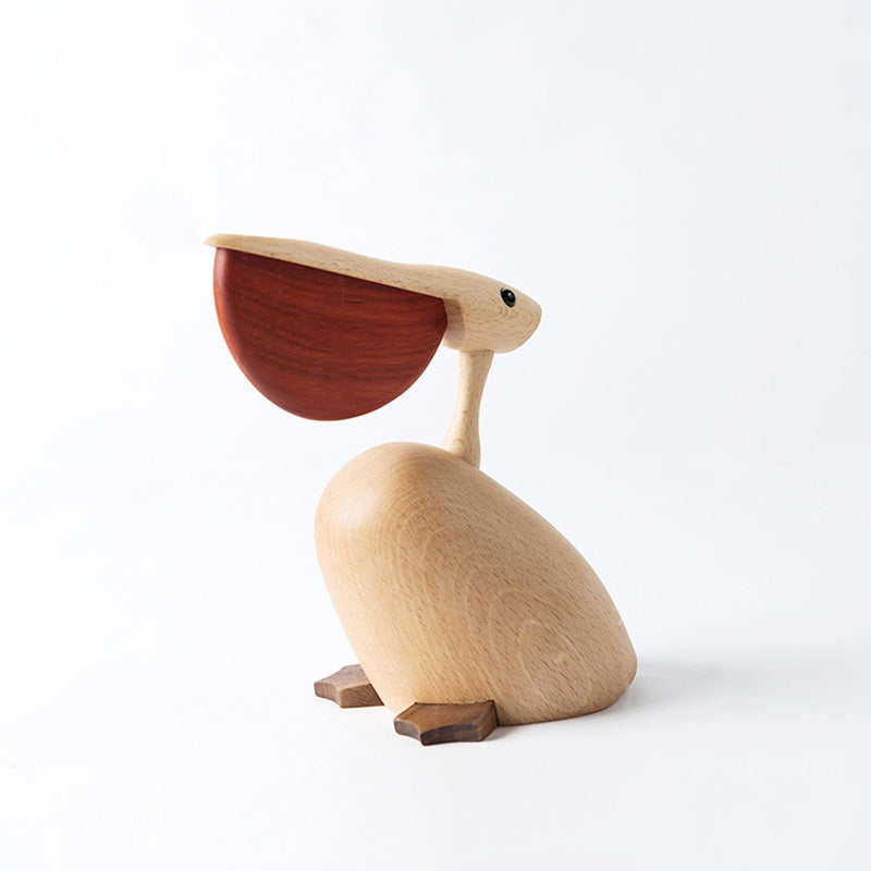 Solid Wood Craft Pelican Sculpture - HOUSYE