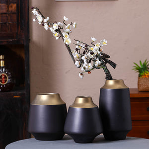 Black Gold Porcelain Vase - HOUSYE