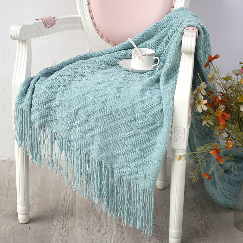 Fringe Lace Thin Rectangle Blanket - HOUSYE