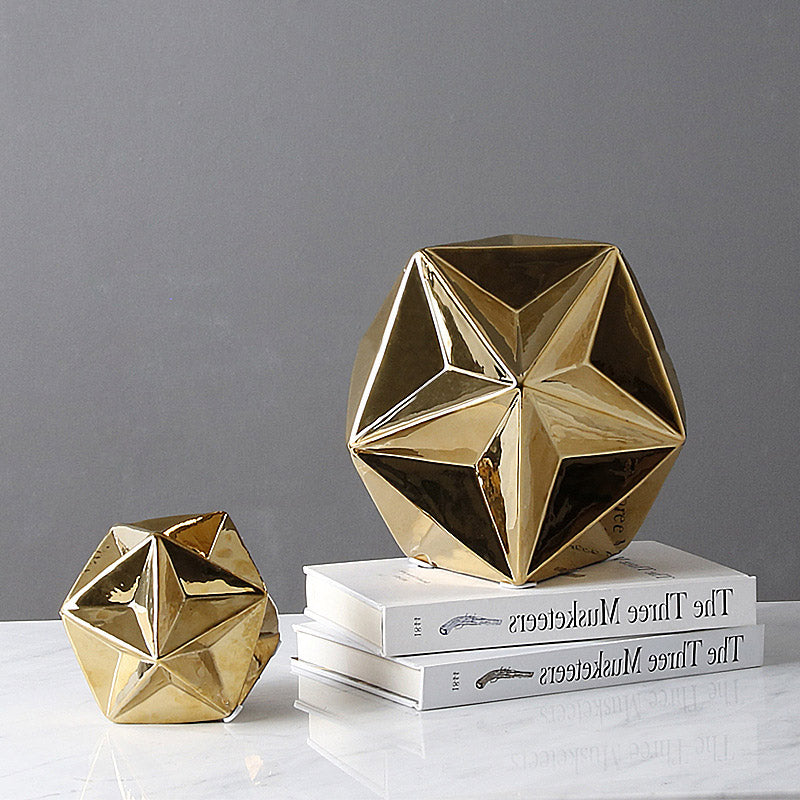 Simple Golden Ceramic Polyhedron Living Room Decoration - HOUSYE