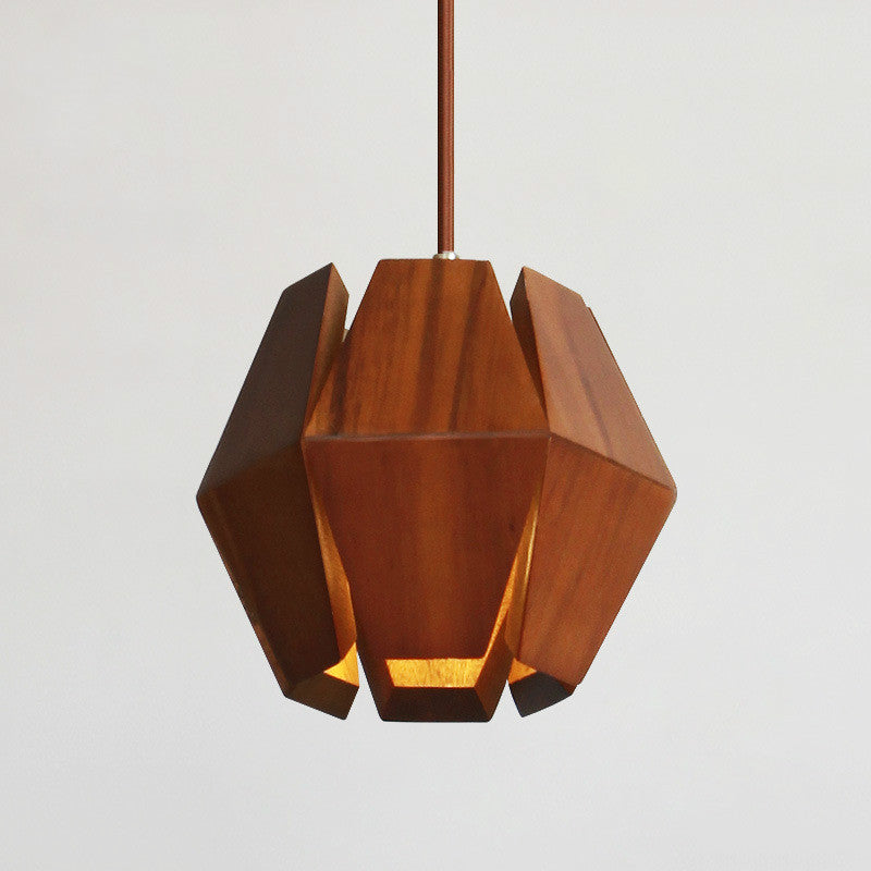 Bar Polyhedral Wooden Pendant - HOUSYE