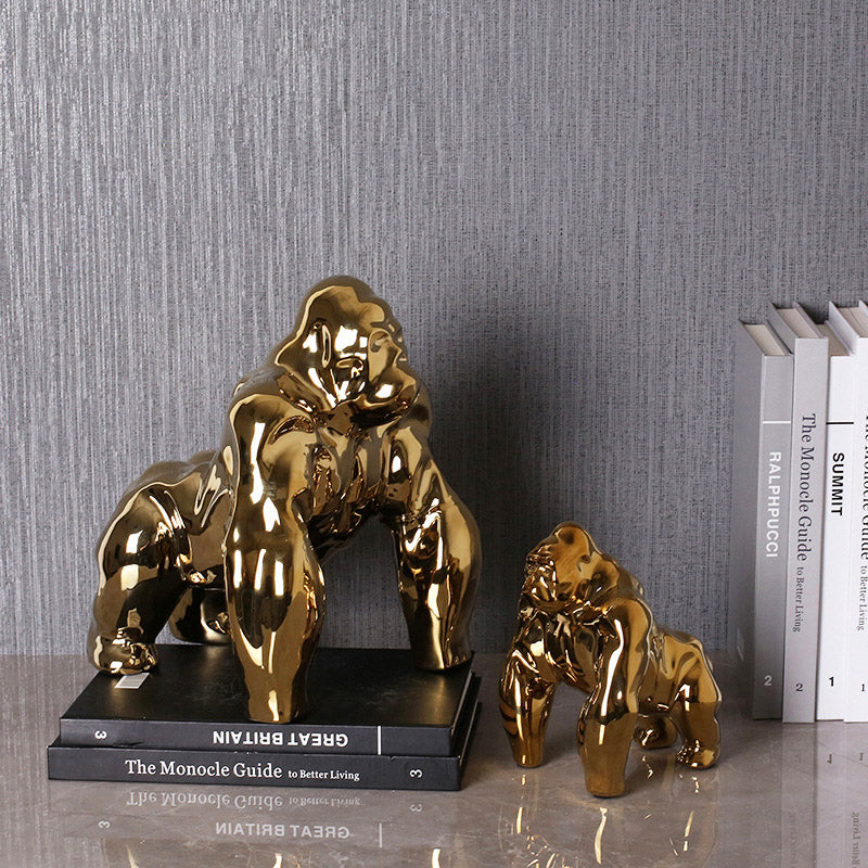 Simple Golden Ceramic Orangutan Pendulum - HOUSYE