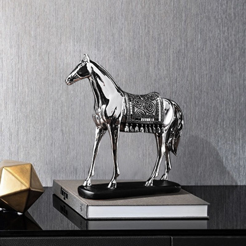 Silver Electroplating Horse Resin Animal Sculpture - HOUSYE