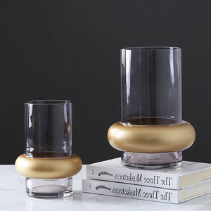 Creative Simple Modern Glass Golden Circle Vase - HOUSYE