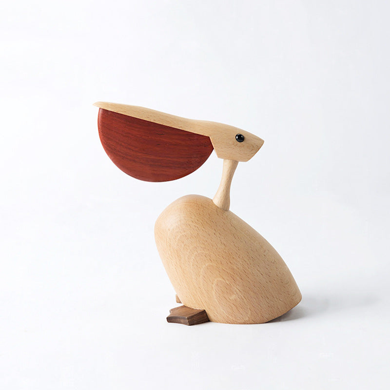 Solid Wood Craft Pelican Sculpture - HOUSYE