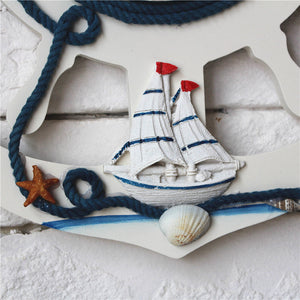 Blue and White Boat Rudder Clock - HOUSYE