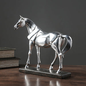 Vintage Silver Horse Resin Sculpture - HOUSYE