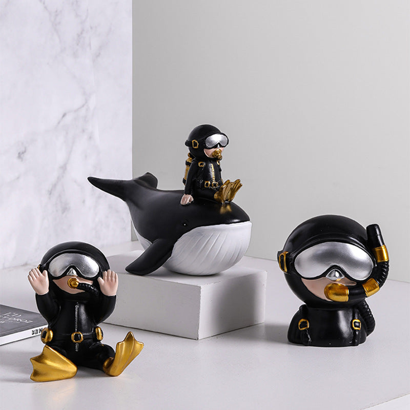 Cute Black Resin Diver Art Craft - HOUSYE