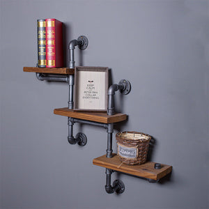 Wrought Iron Shelf Solid Wood Shelf - HOUSYE