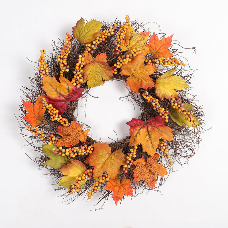 Christmas Rattan Maple Leaf Wreath - HOUSYE