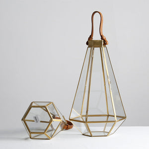 Modern Golden Brass Glass Leather Wind Lamp - HOUSYE