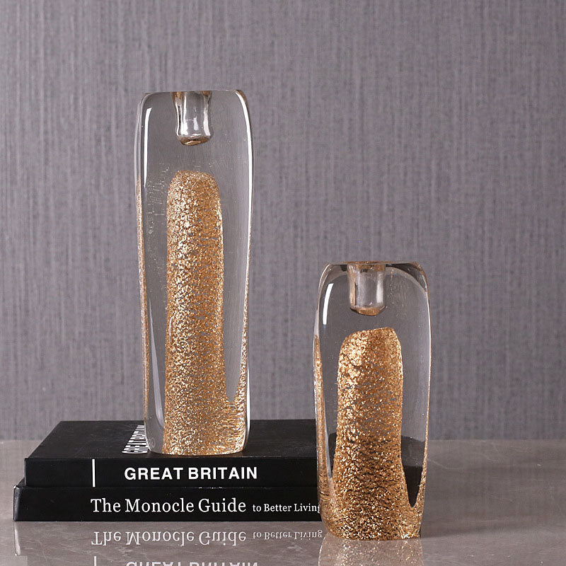 Modern Minimalist Handmade Glass Gold Candle Holder - HOUSYE