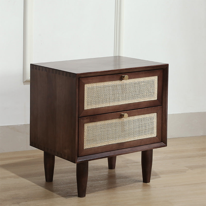 Modern Wooden Rattan Nightstand - HOUSYE