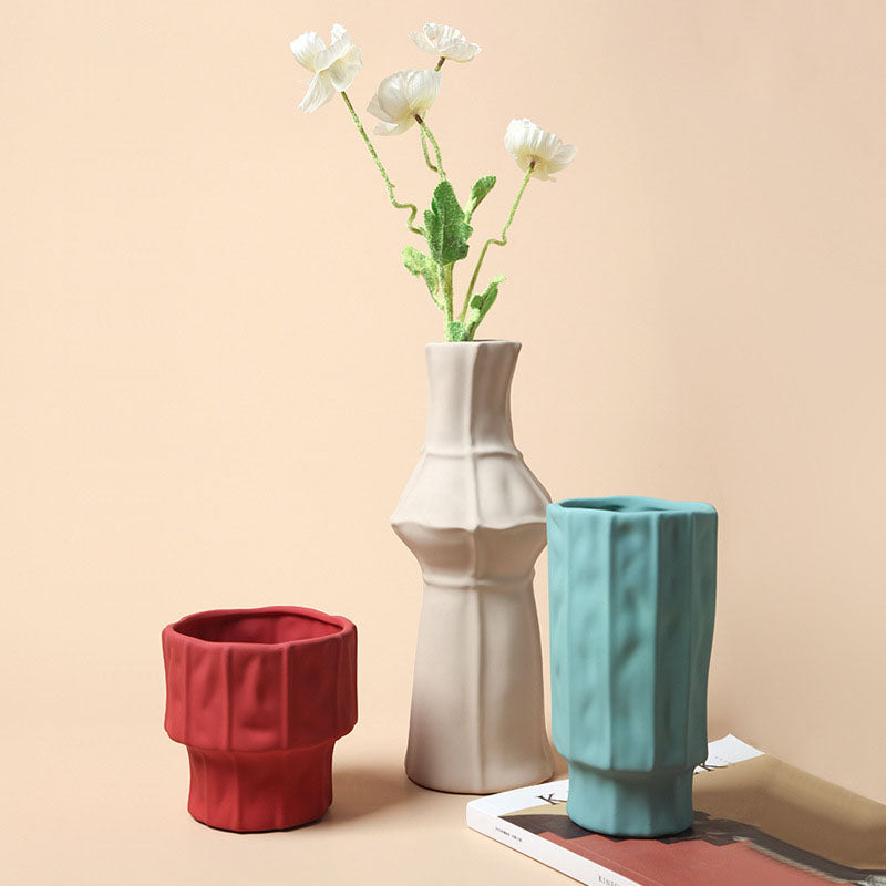 Simple Ceramic Vase In Morandi - HOUSYE