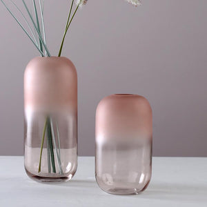 Pink Graduated Frosted Glass Vase - HOUSYE