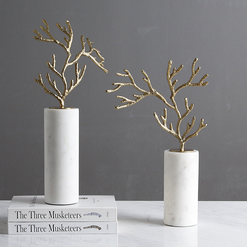 Twig Shaped Metallic Marble Ornament - HOUSYE