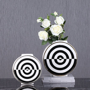 Modern Minimalist Ceramic Black and White Pattern Vase - HOUSYE