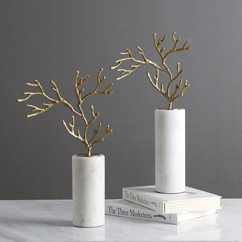 Twig Shaped Metallic Marble Ornament - HOUSYE