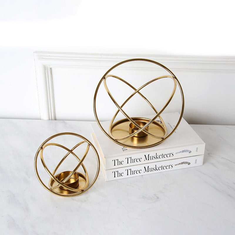 Modern Electroplated Gold Metal Circle Candle Holder - HOUSYE