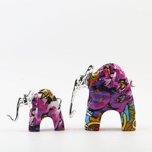 Colored Resin Mother and Child Elephant Sculpture Decorative Ornaments - HOUSYE