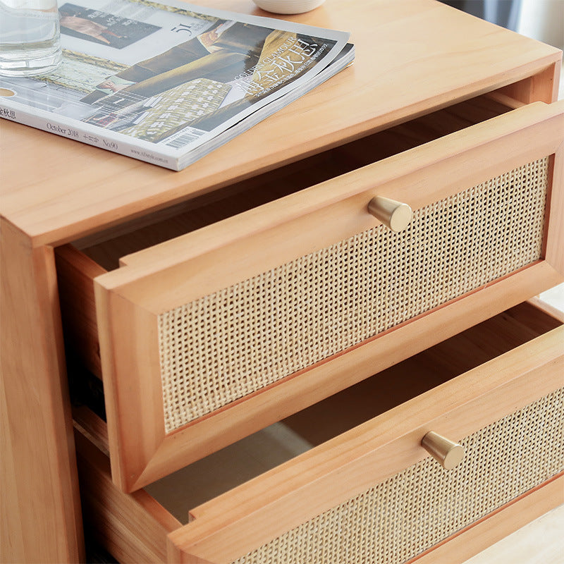 Modern Wooden Rattan Nightstand - HOUSYE