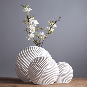 Leaves White Ceramic Vase - HOUSYE