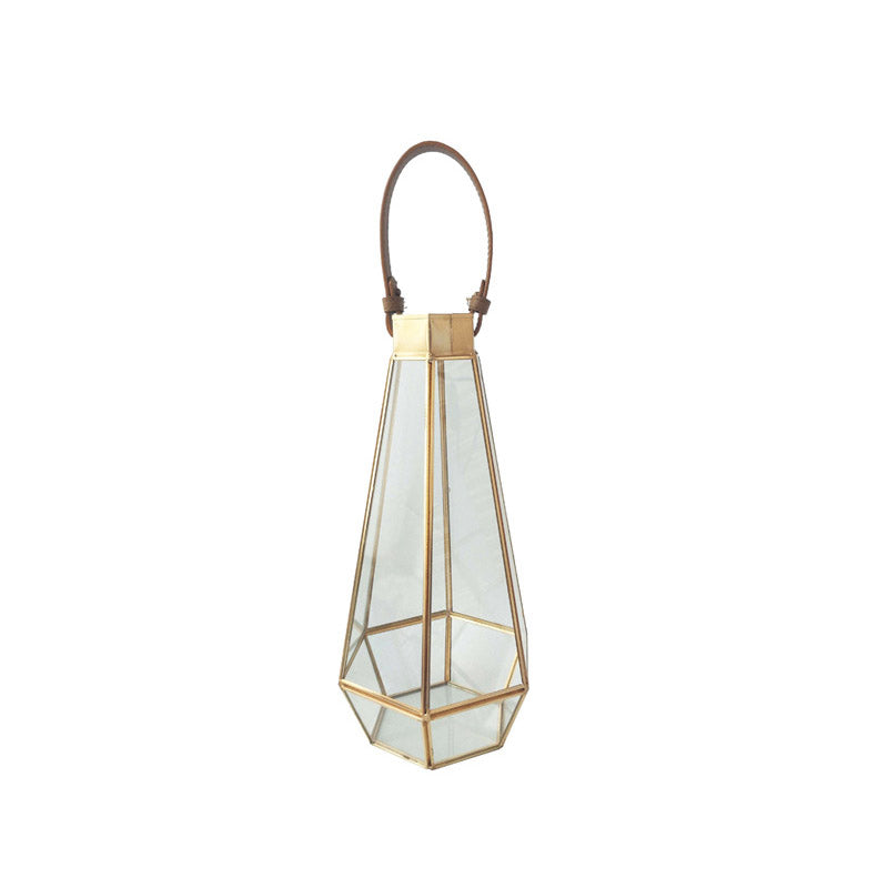 Modern Golden Brass Glass Leather Wind Lamp - HOUSYE