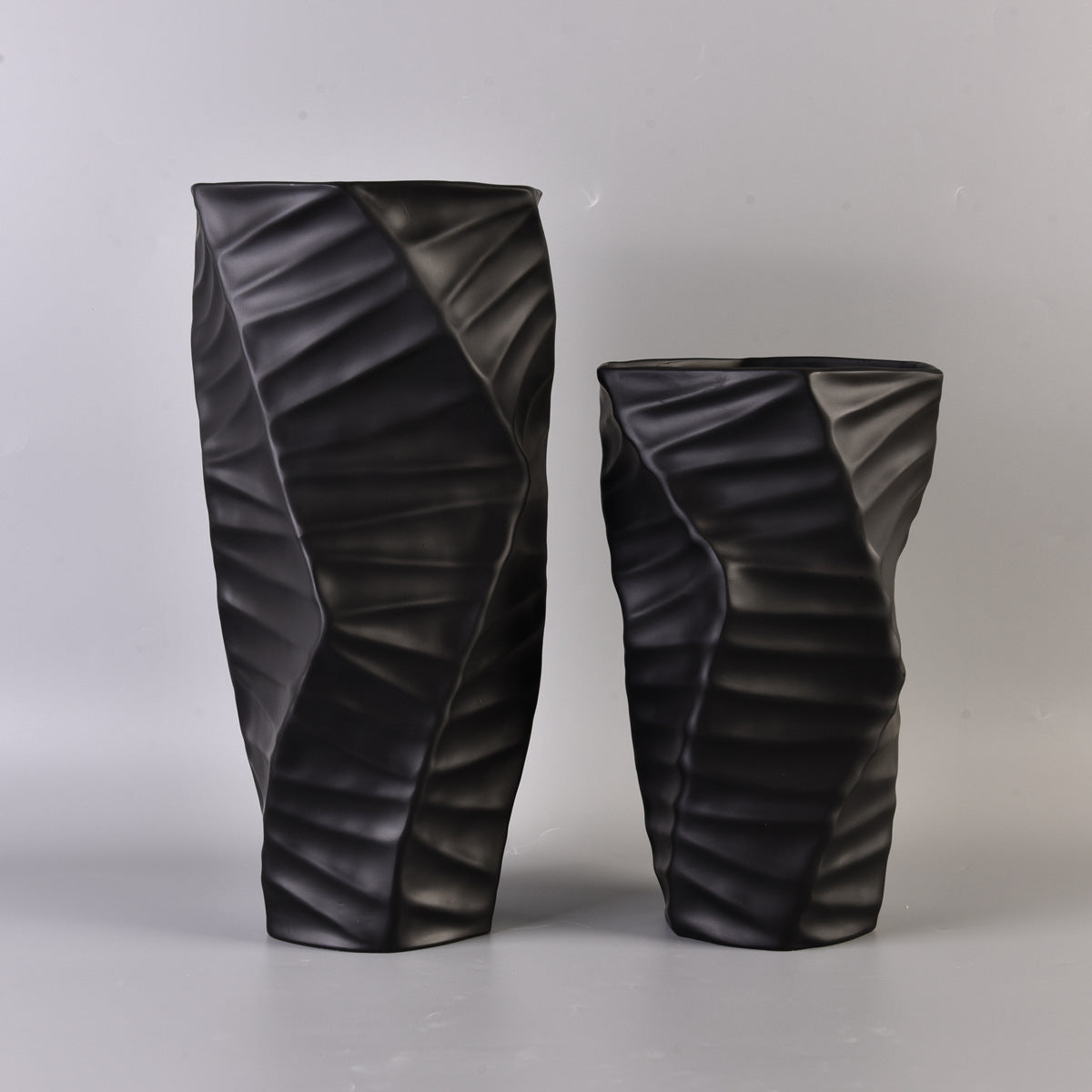 Modern Polygonal Leaf Pattern Black and White Vase - HOUSYE