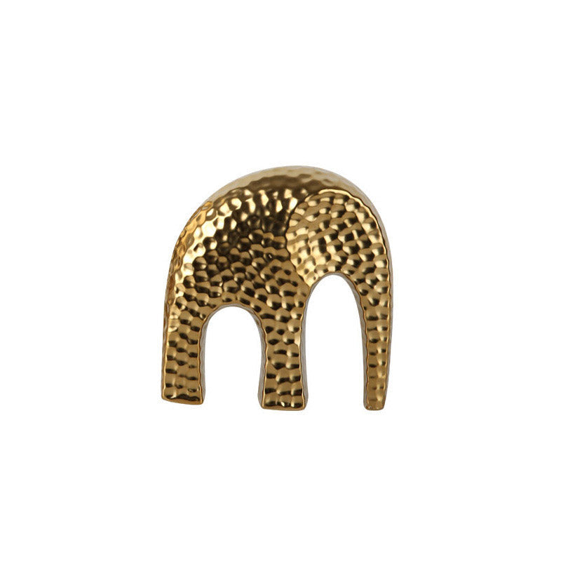 Light Luxury Electroplated Golden Ceramic Dotted Elephant Sculptures - HOUSYE