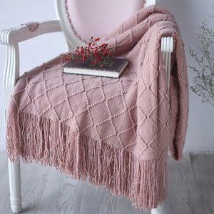 Lined Work Fringe Lace Blanket - HOUSYE