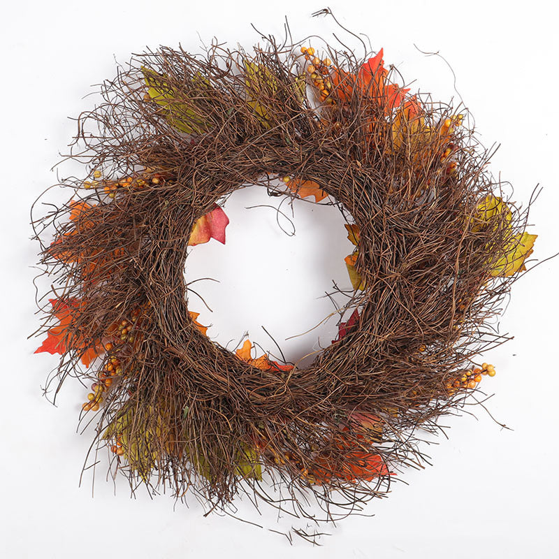 Christmas Rattan Maple Leaf Wreath - HOUSYE