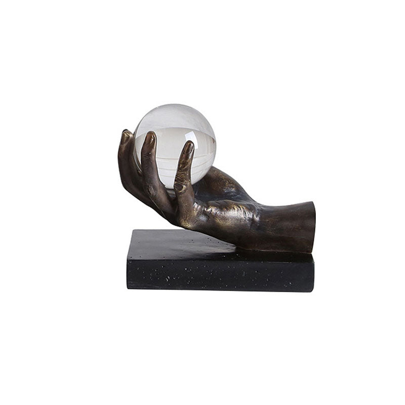 Creative Simple Modern Hand Holding Crystal Ball Sculpture - HOUSYE