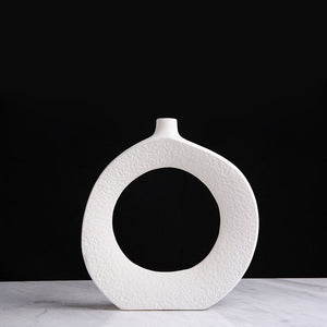 Nordic Ceramic White Creative Circle Vase - HOUSYE