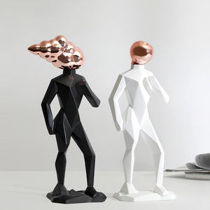 Modern Resin Black and White Figure Sculpture - HOUSYE