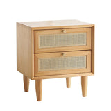 Modern Wooden Rattan Nightstand - HOUSYE