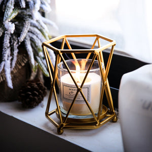 Gold Geometric Wrought Candle Holder - HOUSYE