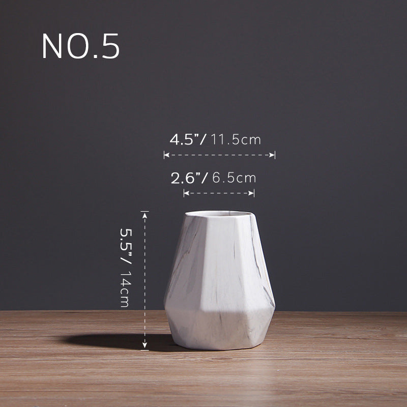 Imitation Marble Ceramic Table Vase - HOUSYE