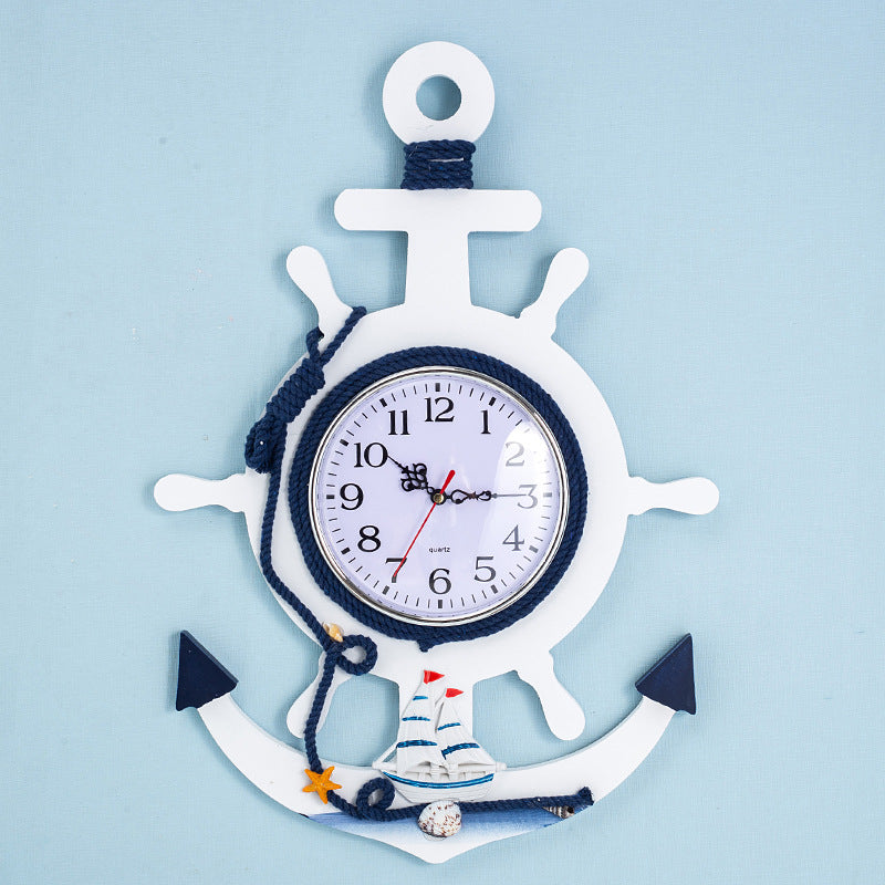 Blue and White Boat Rudder Clock - HOUSYE