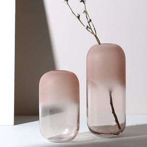 Pink Graduated Frosted Glass Vase - HOUSYE