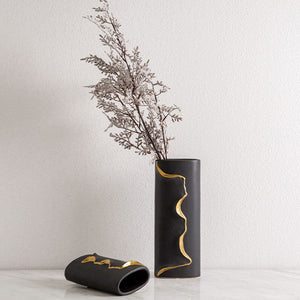 Simple Ceramic Hand-painted Gold Line Vase - HOUSYE