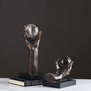 Creative Simple Modern Hand Holding Crystal Ball Sculpture - HOUSYE