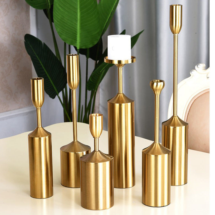 Golden Plated Metal Candle Holder - Set of 6 - HOUSYE